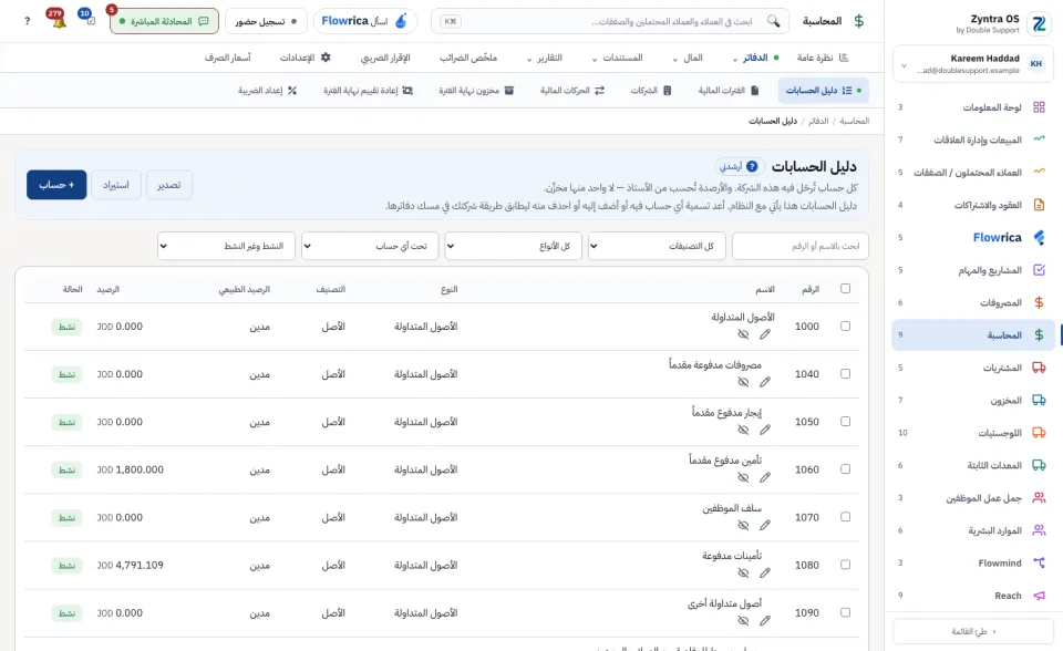 دليل الحسابات