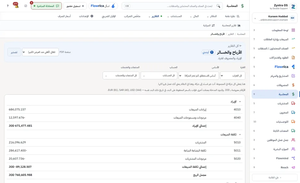 الأرباح والخسائر