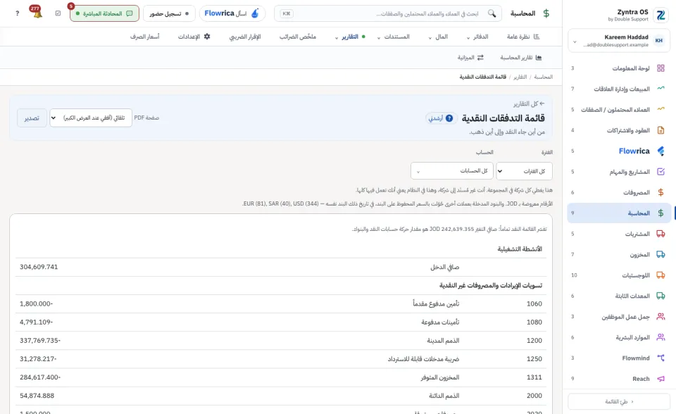 قائمة التدفقات النقدية