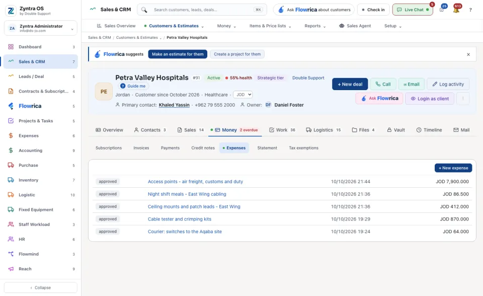 Money tab: Expenses
