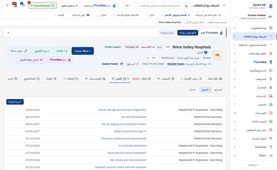 تبويب العمل: المهام