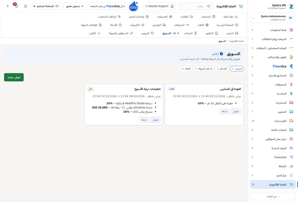 التسويق: العروض والقسائم والسلال المتروكة والنقاط