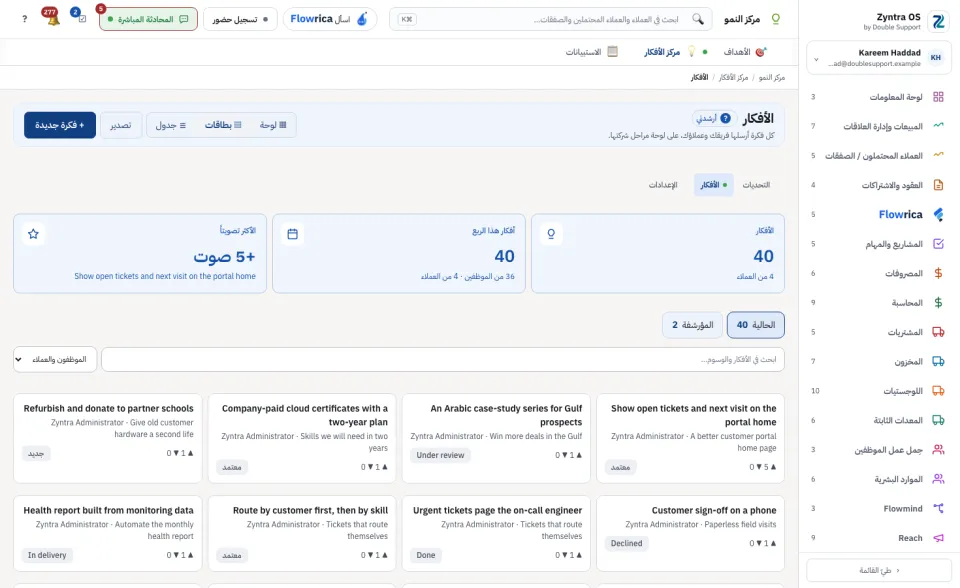 الأفكار على شكل بطاقات