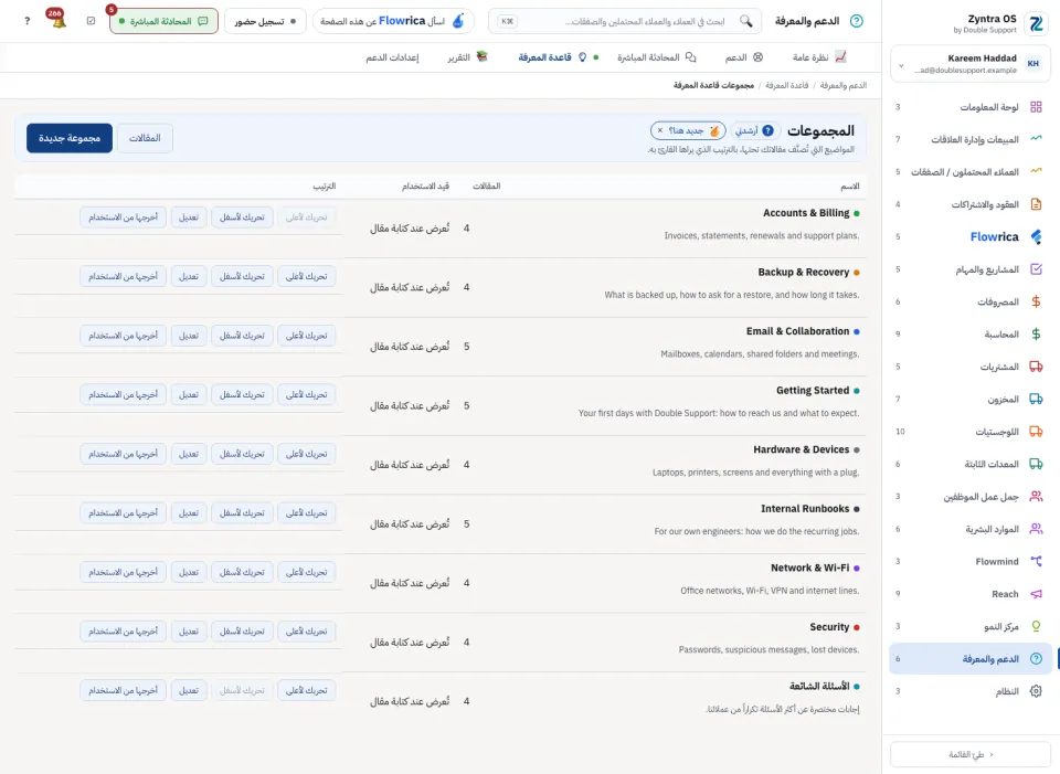 شاشة المجموعات