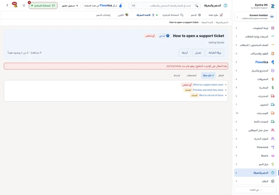 صفحة المقال، تبويب ذات صلة
