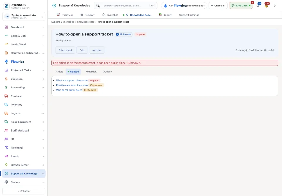 An article's page, Related tab