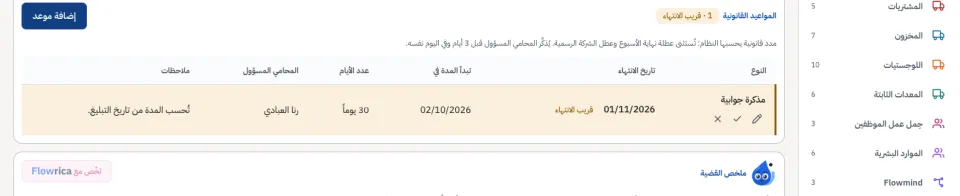 المواعيد القانونية لقضية كما يحسبها النظام
