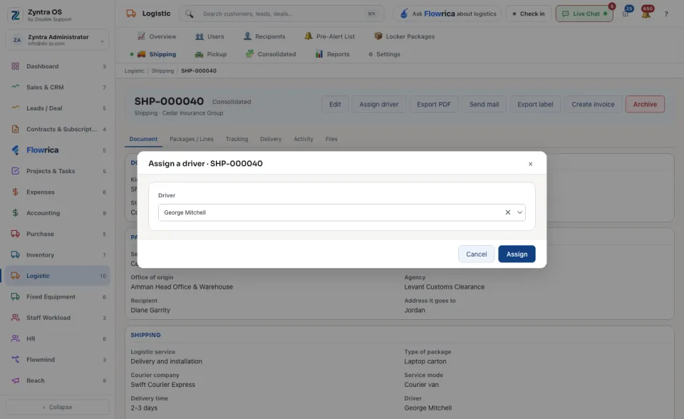 Assigning a driver
