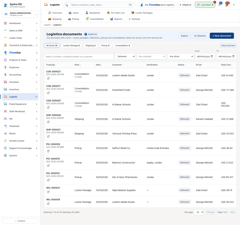 The documents list narrowed with its filters