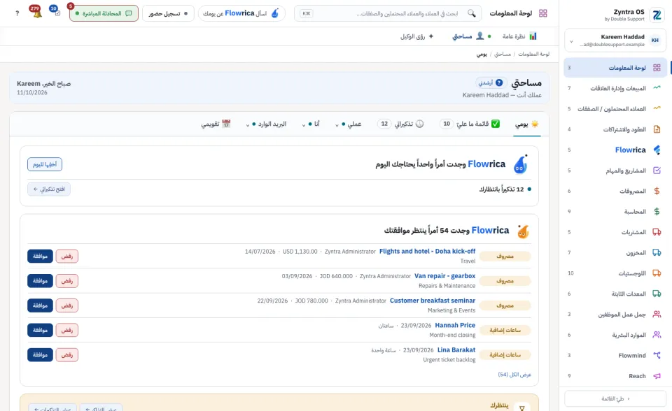مساحتي › يومي: بطاقتا Flowrica وأرقام اليوم