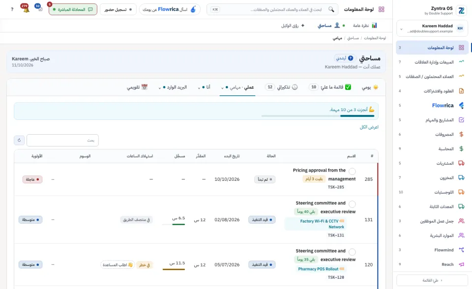 عملي › مهامي: المهام المسندة إليك