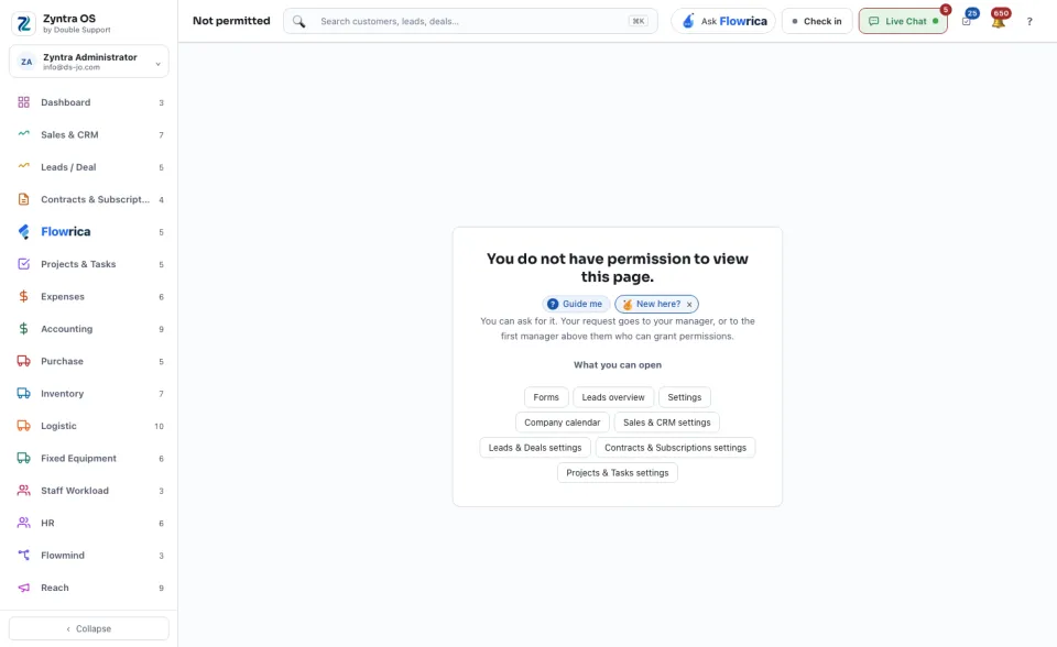 The page you see when a screen is not permitted to you