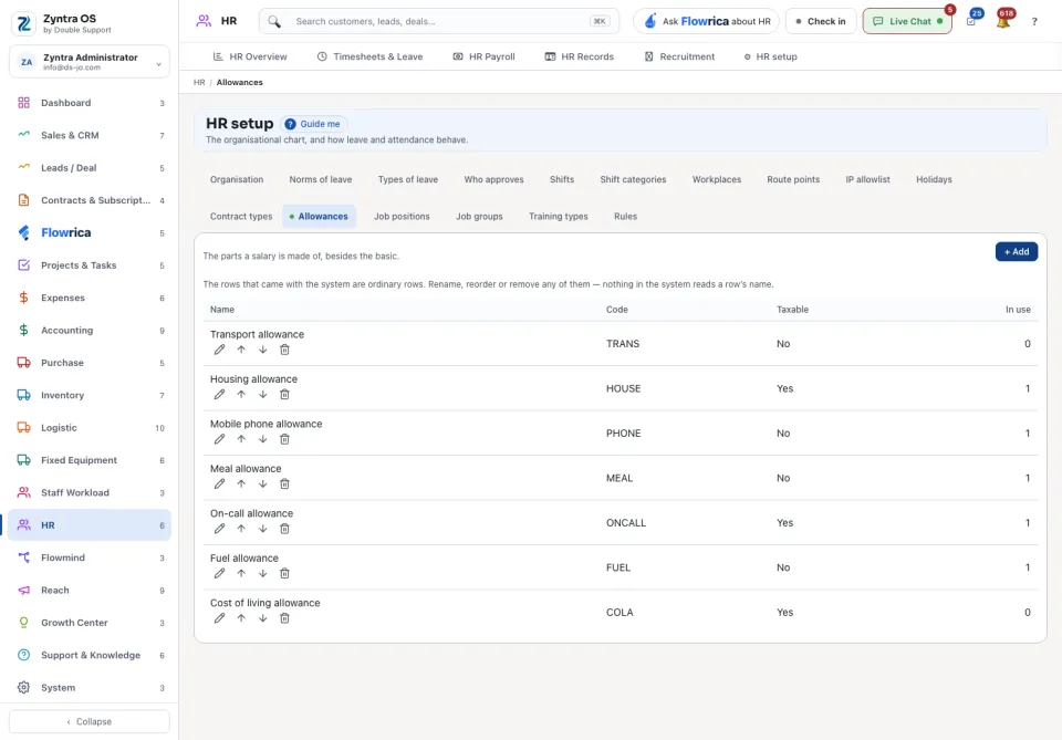 HR setup › Allowances
