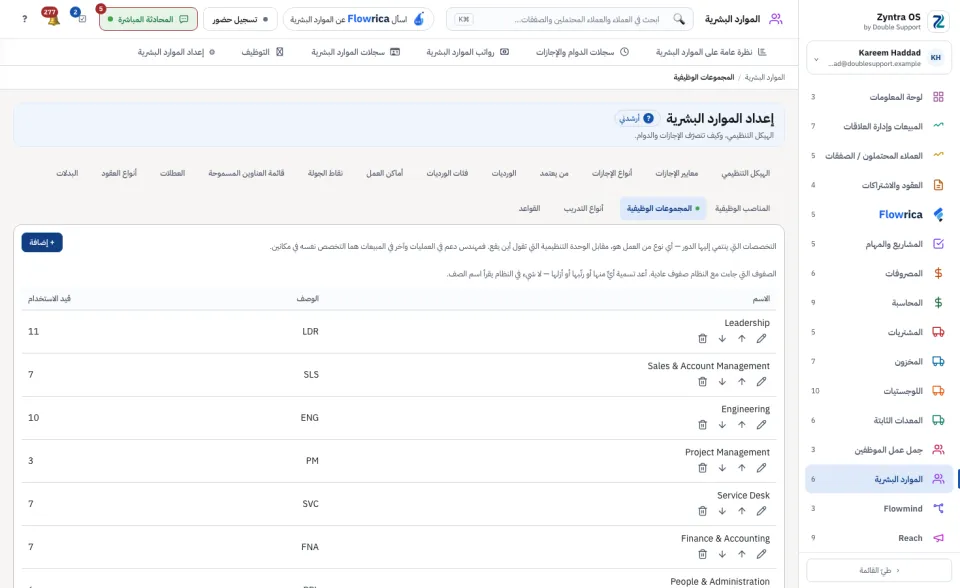 إعداد الموارد البشرية › المجموعات الوظيفية