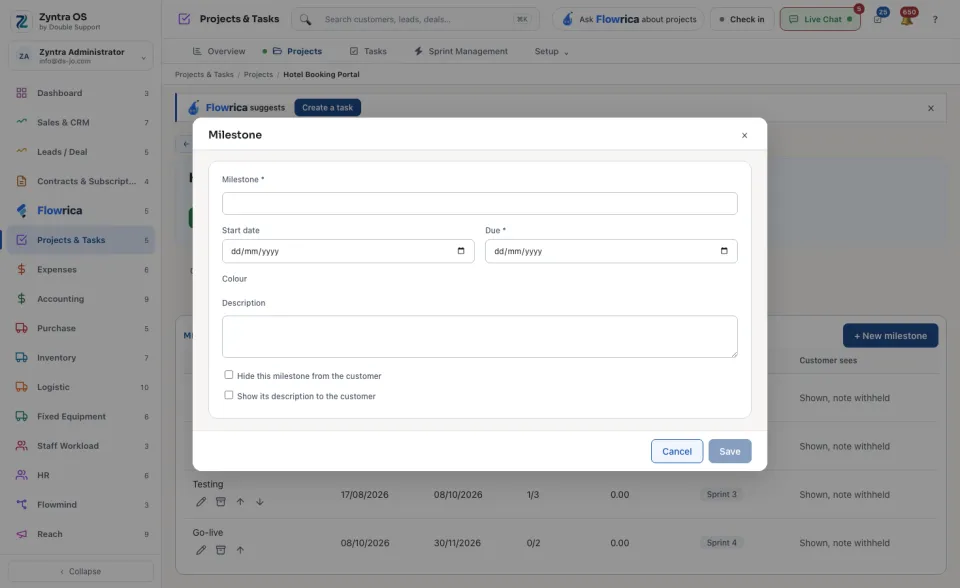 The Milestone form