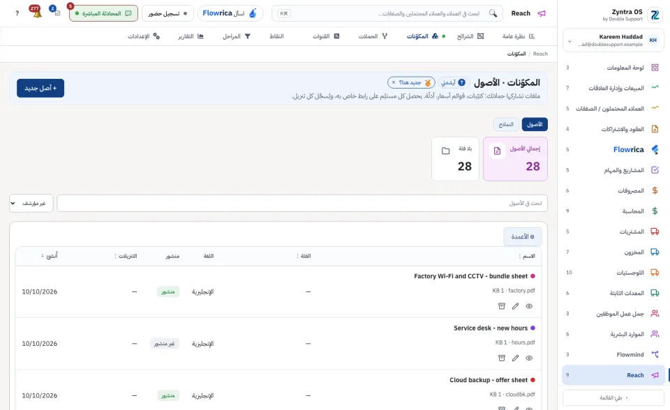 قائمة الأصول