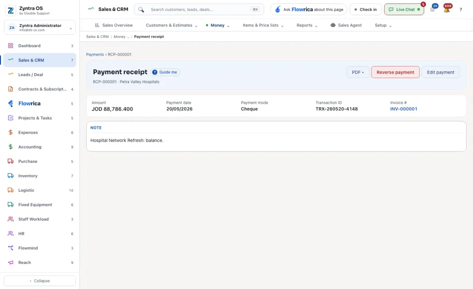 A payment receipt