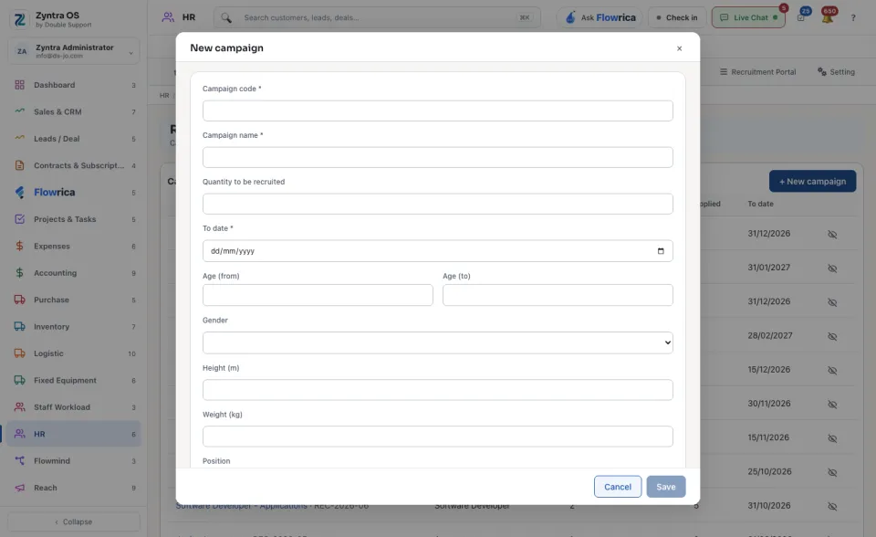 The New campaign form