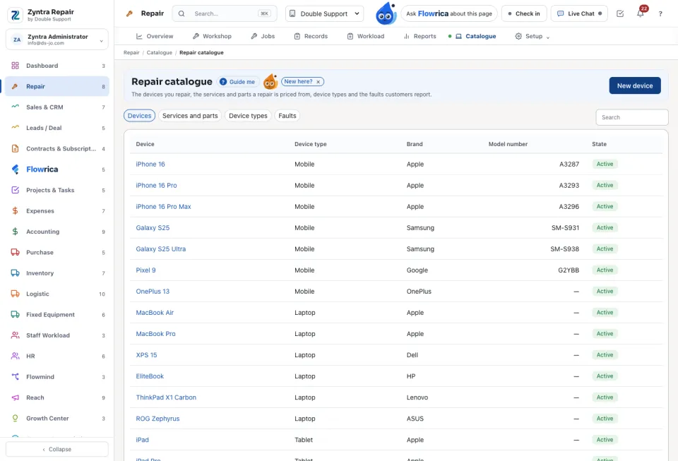 The repair catalogue