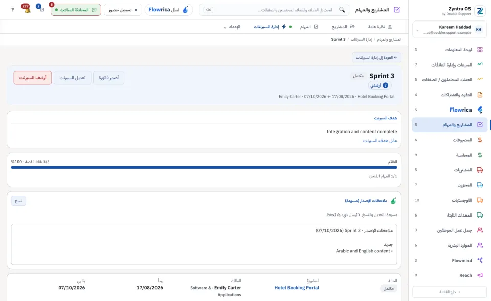 صفحة السبرنت، تبويب المراجعة