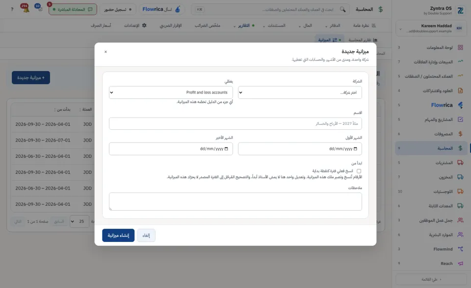 نموذج ميزانية جديدة