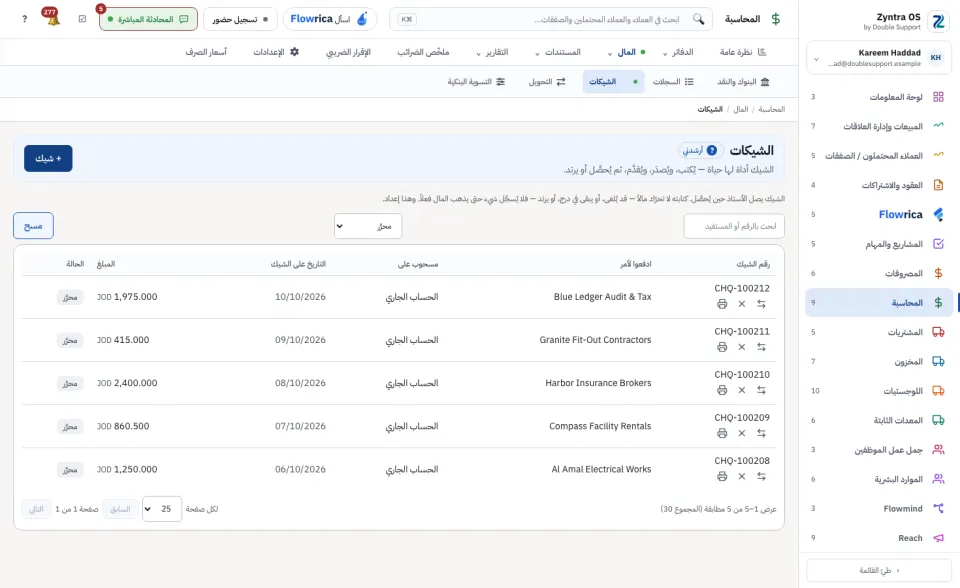 شيكات حالة واحدة