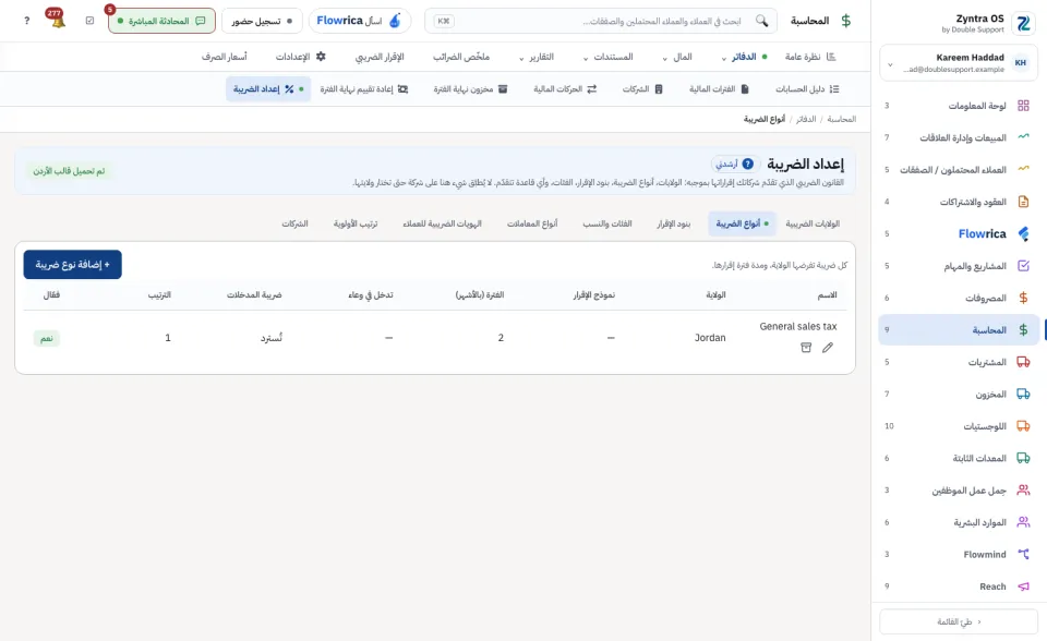 إعداد الضريبة، أنواع الضريبة