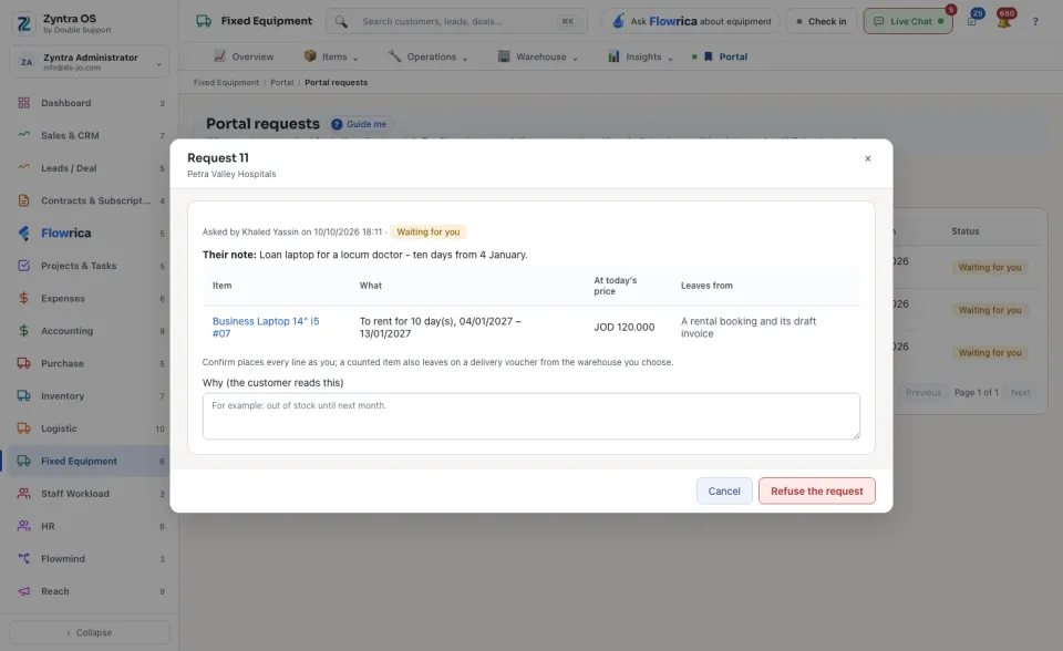 Refusing a request: the reason the customer reads