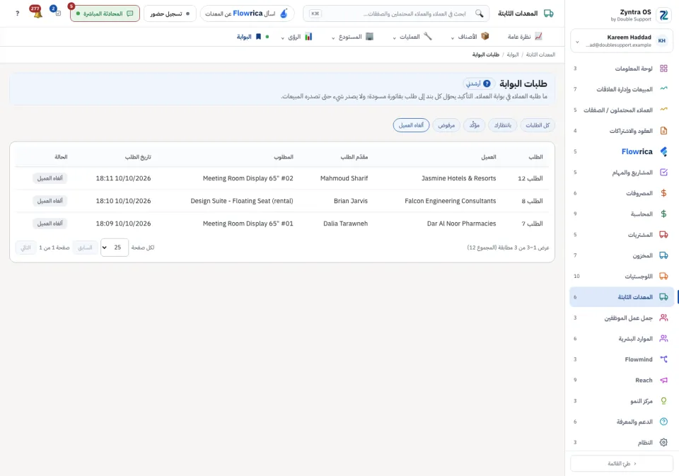الطلبات التي ألغاها العميل