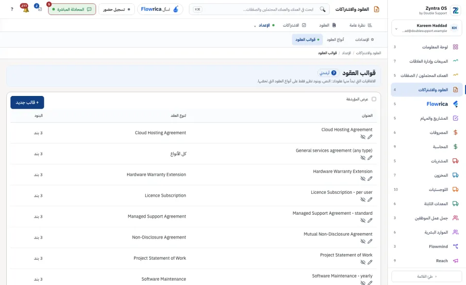 قائمة قوالب العقود