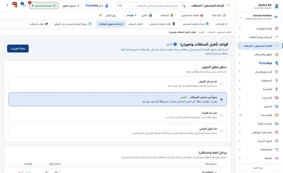 قواعد تحويل الصفقات
