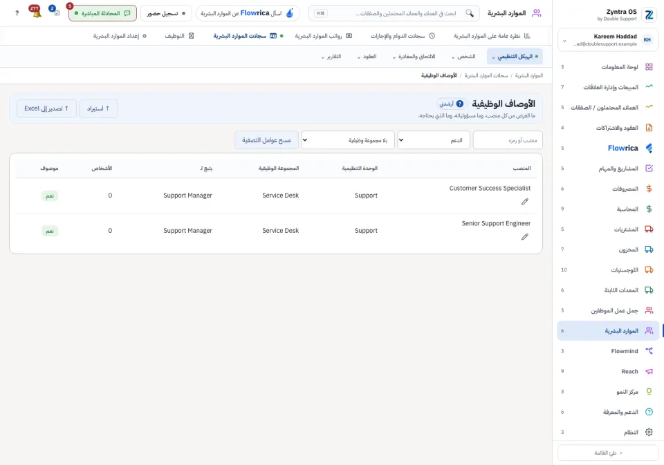 القائمة بعد تضييقها إلى وحدة تنظيمية واحدة