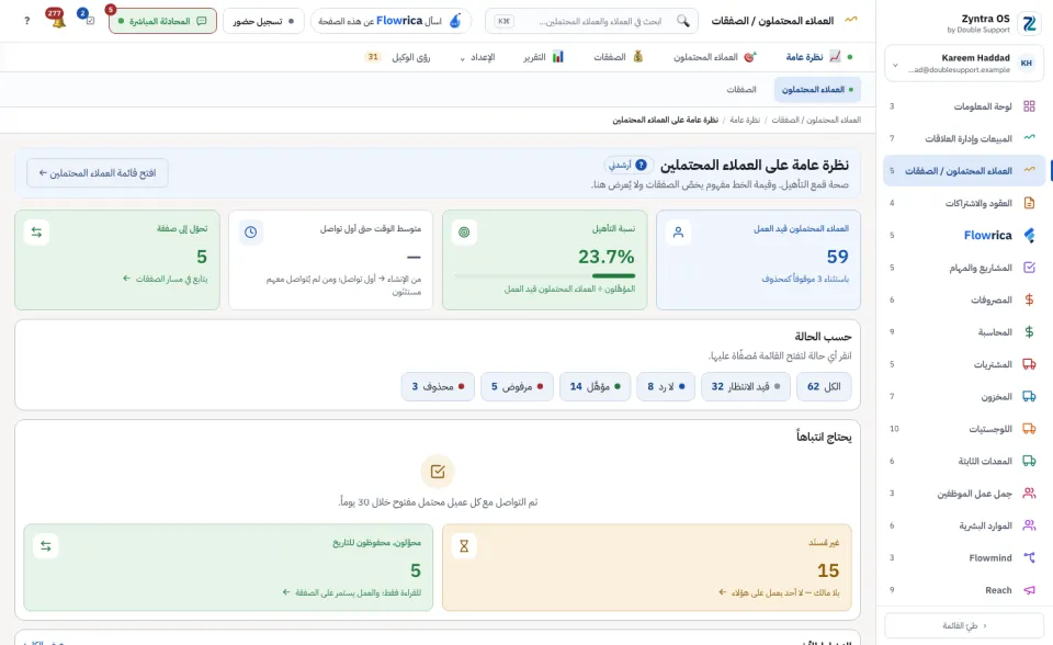 نظرة عامة على العملاء المحتملين