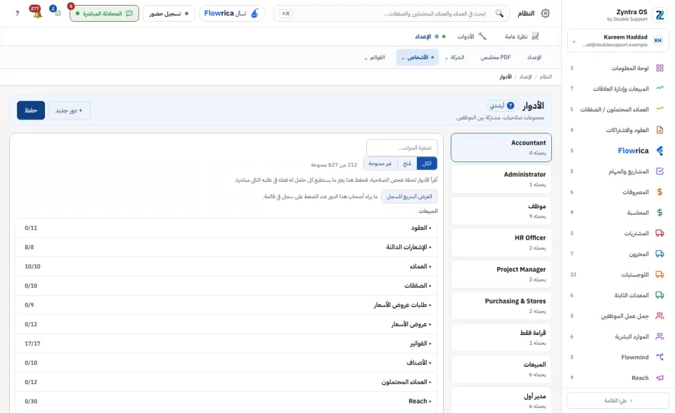 الأدوار: قائمة الأدوار، وميزات الدور المختار