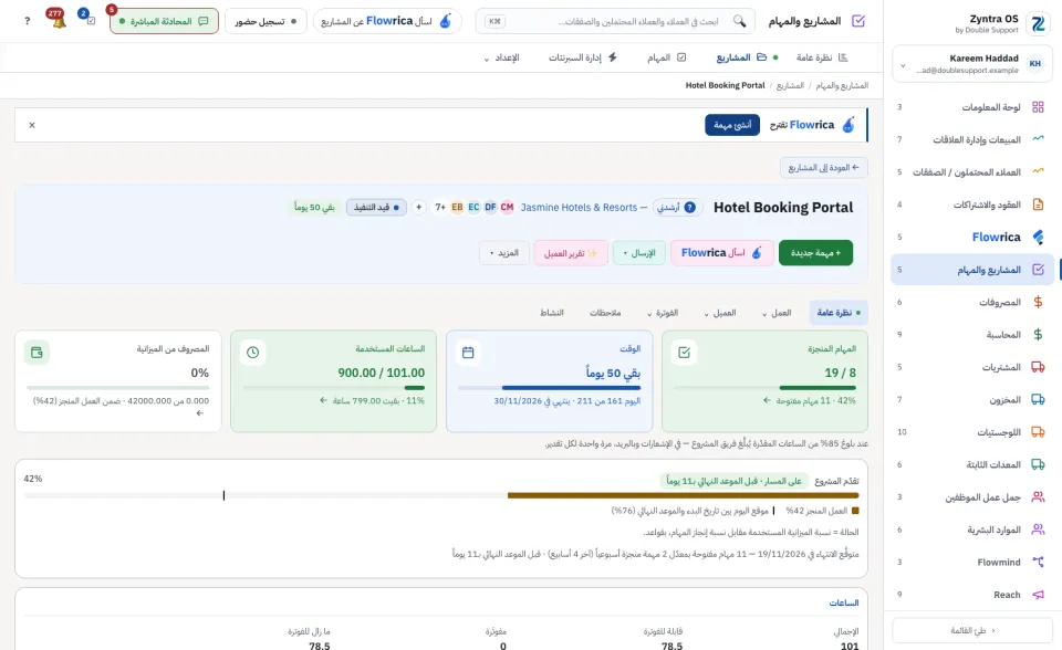 صفحة المشروع، تبويب نظرة عامة