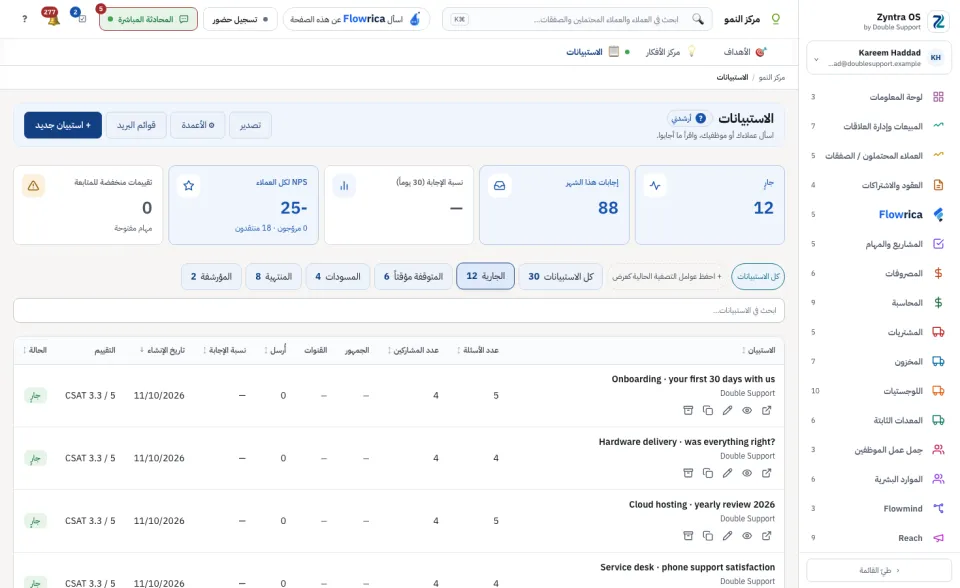 الاستبيانات الجارية