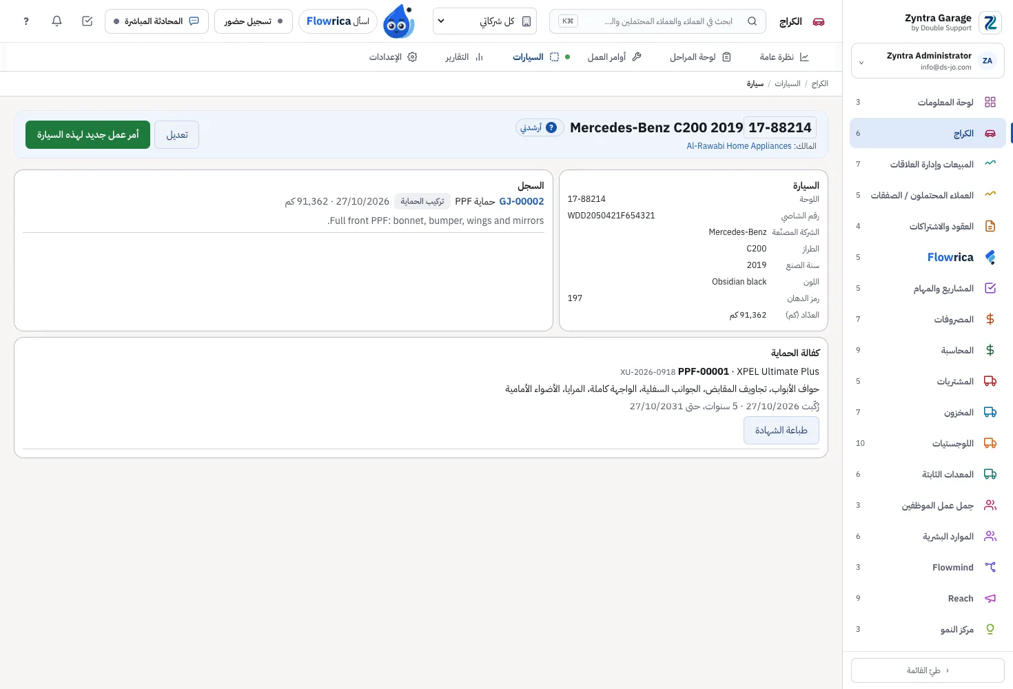 Zyntra Garage، سيارة: مالكها وأعمالها وضمانها