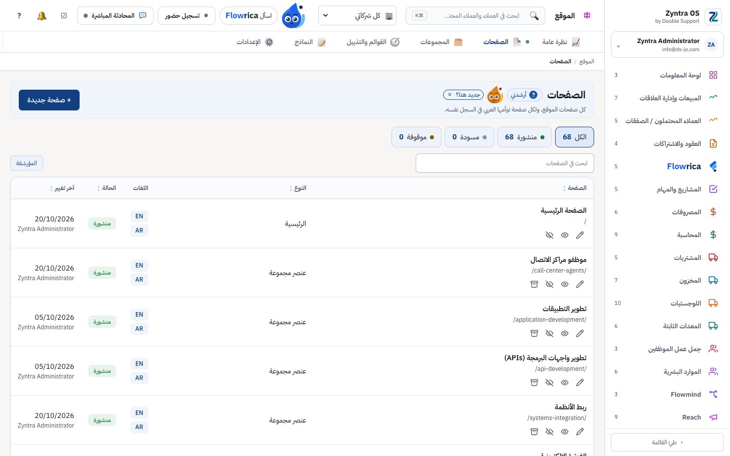 Zyntra OS، قسم الموقع وفيه صفحات هذا الموقع نفسه